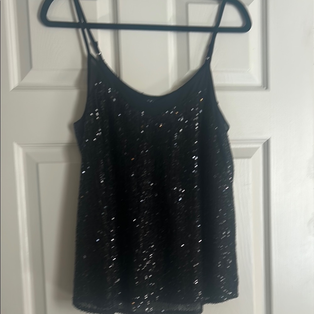 1. State Black Sequin Sleeveless Camisole Top